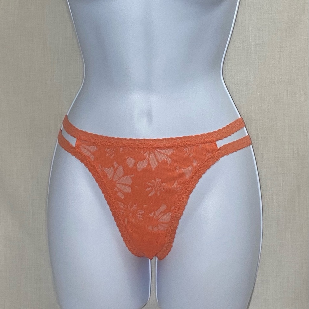 Victoria’s Secret PINK Orange Lacey Thong Panties